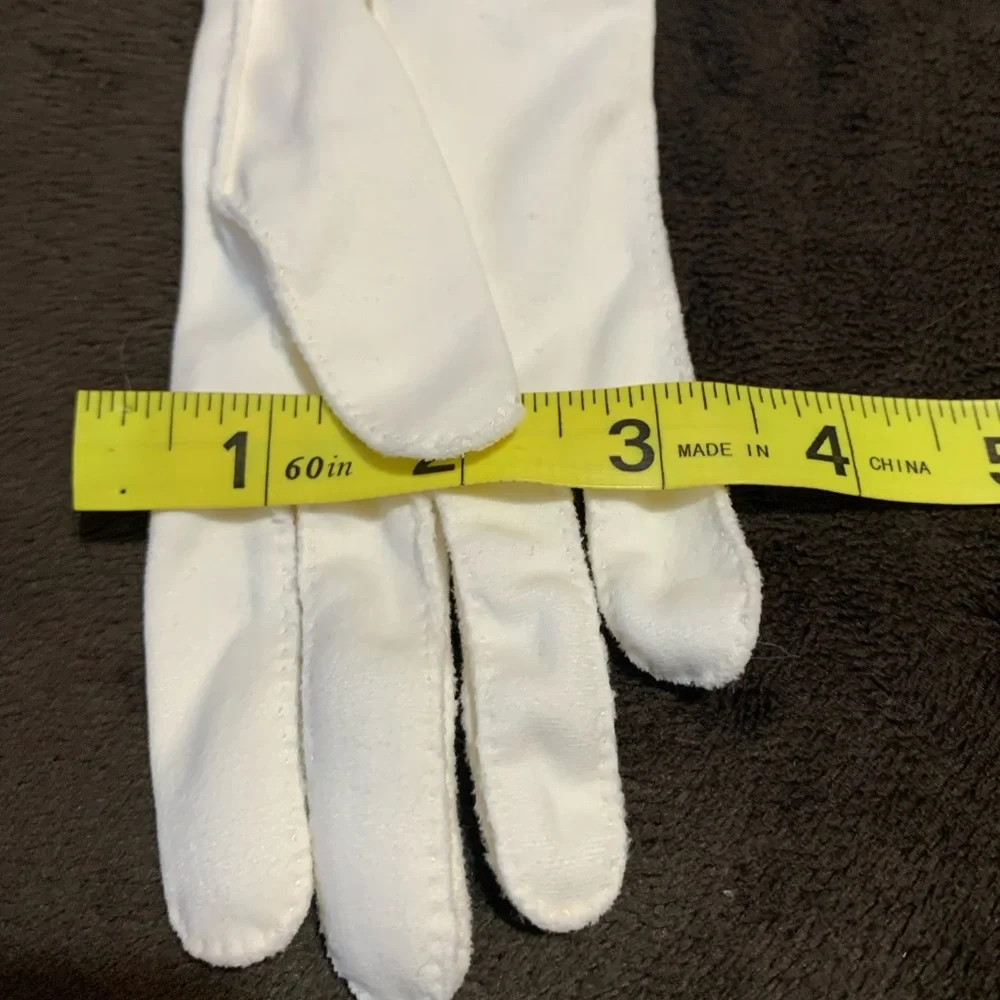 ELVETTE by Dawnelle Vintage white woven cotton mid length gloves GUC size 6